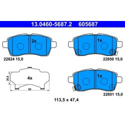 Brake Pad Set ATE 13.0460-5687.2 OE Ref 5581062R00