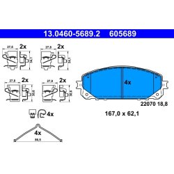 Brake Pad Set ATE 13.0460-5689.2 OE Ref 068459898AA