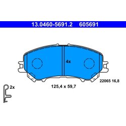Brake Pad Set ATE 13.0460-5691.2 OE Ref 410601596R