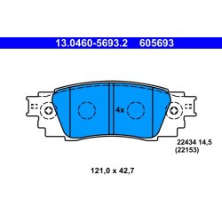 Brake Pad Set ATE 13.0460-5693.2 OE Ref 0446642080