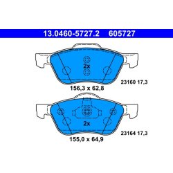 Jeu de plaquettes de frein ATE 13.0460-5727.2 pour NISSAN PRIMERA OE 41060-9F525