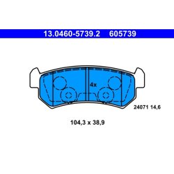 Brake Pad Set ATE 13.0460-5739.2 OE Ref 96405131