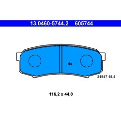 Jeu de plaquettes de frein ATE 13.0460-5744.2 pour LEXUS, MITSUBISHI, TOYOTA