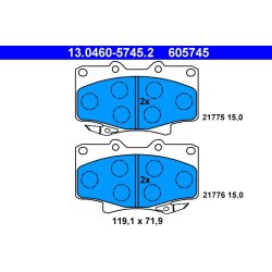 Jeu de plaquettes de frein ATE 13.0460-5745.2 pour LEXUS, TOYOTA LX, LAND