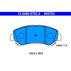 Brake Pad Set ATE 13.0460-5752.2 OE Ref D1060JD00J