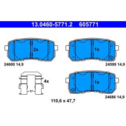 Jeu de plaquettes de frein ATE 13.0460-5771.2 pour KIA CARNIVAL, SEDONA