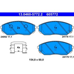 Brake Pad Set ATE 13.0460-5772.2 OE Ref 581013EE01