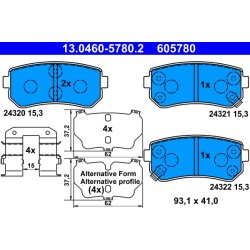 Brake Pad Set ATE 13.0460-5780.2 OE Ref 583021JA30