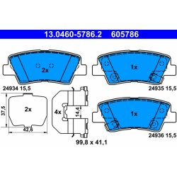 Brake Pad Set ATE 13.0460-5786.2 OE Ref 583023KA35
