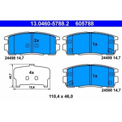 Brake Pad Set ATE 13.0460-5788.2 OE Ref 96626076
