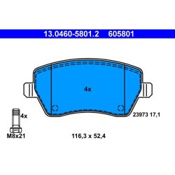 Brake Pad Set ATE 13.0460-5801.2 OE Ref 410604076R