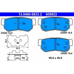 Brake Pad Set ATE 13.0460-5833.2 OE Ref 583023KA30