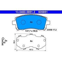 Jeu de plaquettes de frein ATE 13.0460-5851.2 pour SUBARU OE 26296AC050
