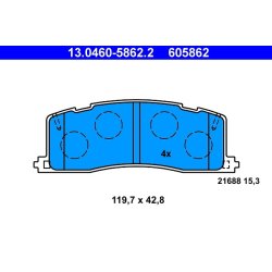 Brake Pad Set ATE 13.0460-5862.2 OE Ref 0446628010