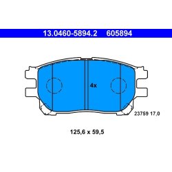 Jeu de plaquettes de frein ATE 13.0460-5894.2 pour TOYOTA PREVIA OE 04465-28490