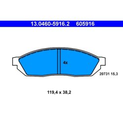 Brake Pad Set ATE 13.0460-5916.2 OE Ref 45022SA0N50