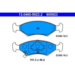 Jeu de plaquettes de frein ATE 13.0460-5923.2 pour KIA SEPHIA, SHUMA OE 0K20A-33-23Z