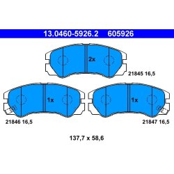 Jeu de plaquettes de frein ATE 13.0460-5926.2 pour ISUZU, VAUXHALL OE 97047526
