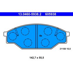 Jeu de plaquettes de frein ATE 13.0460-5938.2 pour TOYOTA, VW OE 04491-26130