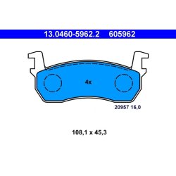 Jeu de plaquettes de frein ATE 13.0460-5962.2 pour NISSAN MICRA OE 41060-05B26