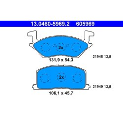 Jeu de plaquettes de frein ATE 13.0460-5969.2 pour TOYOTA STARLET OE 04491-10141