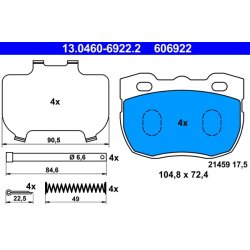 Brake Pad Set ATE 13.0460-6922.2 OE Ref STC9191