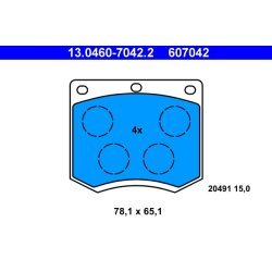 Jeu de plaquettes de frein ATE 13.0460-7042.2 pour FORD, HYUNDAI OE 1574839