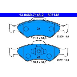 Jeu de plaquettes de frein ATE 13.0460-7148.2 pour FORD, MAZDA OE 1111858