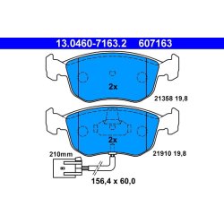 Jeu de plaquettes de frein ATE 13.0460-7163.2 pour FORD MONDEO OE 1022078