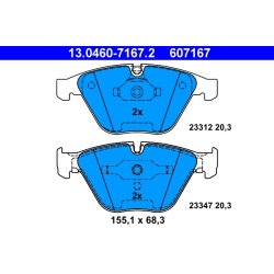 Brake Pad Set ATE 13.0460-7167.2 OE Ref 34116761283