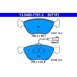Jeu de plaquettes de frein ATE 13.0460-7181.2 pour ALFA ROMEO GT OE 77362683