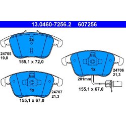 Brake Pad Set ATE 13.0460-7256.2 OE Ref 8K0698151F