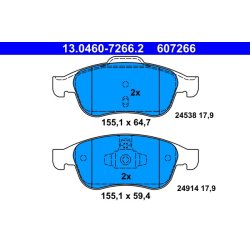 Plaquettes de frein ATE 13.0460-7266.2 pour RENAULT, GRAND, MEGANE, SCENIC
