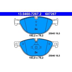 Brake Pad Set ATE 13.0460-7267.2 OE Ref 34116851269