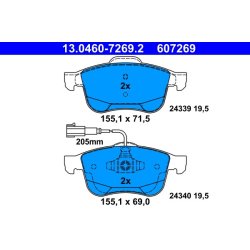 Jeu de plaquettes de frein ATE 13.0460-7269.2 pour ALFA ROMEO GIULIETTA OE 77365354
