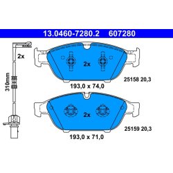 Brake Pad Set ATE 13.0460-7280.2 OE Ref 4G0698151B