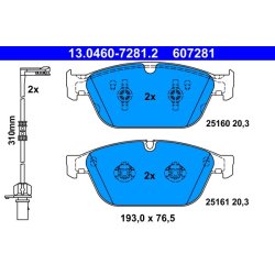 Brake Pad Set ATE 13.0460-7281.2 OE Ref 4H0698151H
