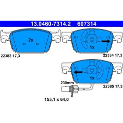Brake Pad Set ATE 13.0460-7314.2 OE Ref 8W0698151AG