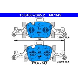 Brake Pad Set ATE 13.0460-7345.2 OE Ref 34116883469