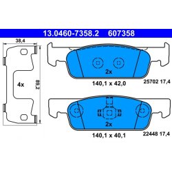 Brake Pad Set ATE 13.0460-7358.2 OE Ref 410600222R
