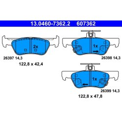 Jeu de plaquettes de frein ATE 13.0460-7362.2 pour HONDA JAZZ OE 43022-TZB-G01