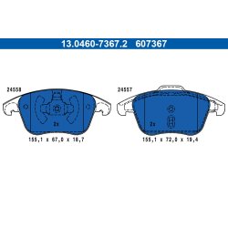 Brake Pad Set ATE 13.0460-7367.2 OE Ref 1675901280