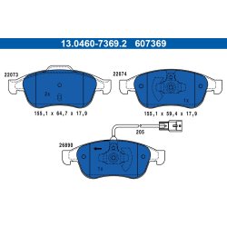 Plaquettes de frein ATE 13.0460-7369.2 pour Mercedes Citan et Classe T