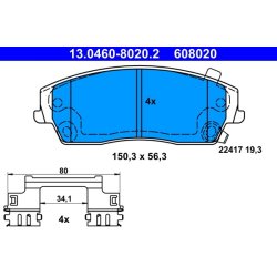Jeu de plaquettes de frein ATE 13.0460-8020.2 pour CHRYSLER 300C OE 05174001AA