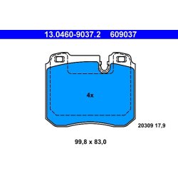 Jeu de plaquettes de frein ATE 13.0460-9037.2 pour BMW Série 5, 7, 8, référence d'origine 34111160708