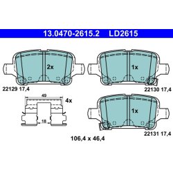 Brake Pad Set ATE 13.0470-2615.2 OE Ref 13517515