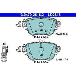 Brake Pad Set ATE 13.0470-2616.2 OE Ref A0004209203