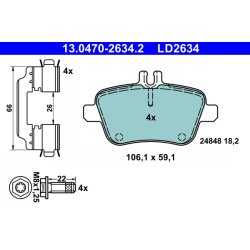 Jeu de plaquettes de frein ATE 13.0470-2634.2 pour Mercedes Classe CLA et GLA