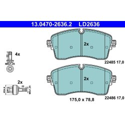 Jeu de plaquettes de frein ATE 13.0470-2636.2 pour JAGUAR, LAND ROVER OE JDE39759