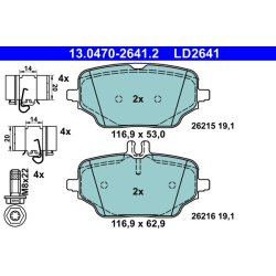 Jeu de plaquettes de frein ATE 13.0470-2641.2 pour MERCEDES GLE OE 0004204202